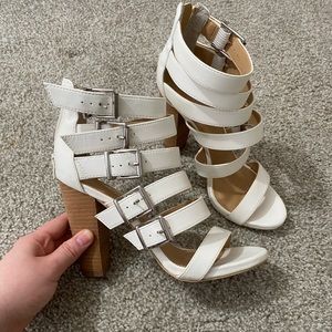 White strap heels